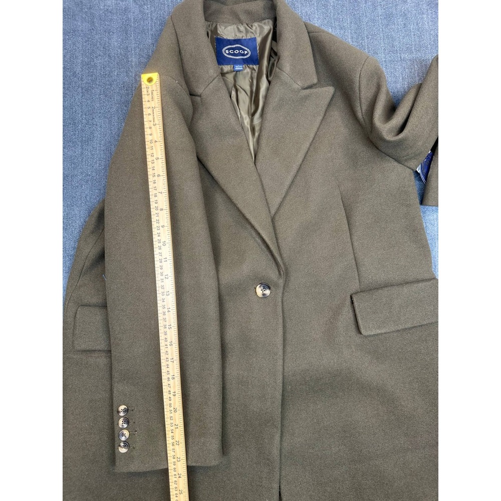 Scoop Womens Oversized Wool Coat Dark Olive Brown Longline Jacket L 12-14 NEW - Picture 6 of 14